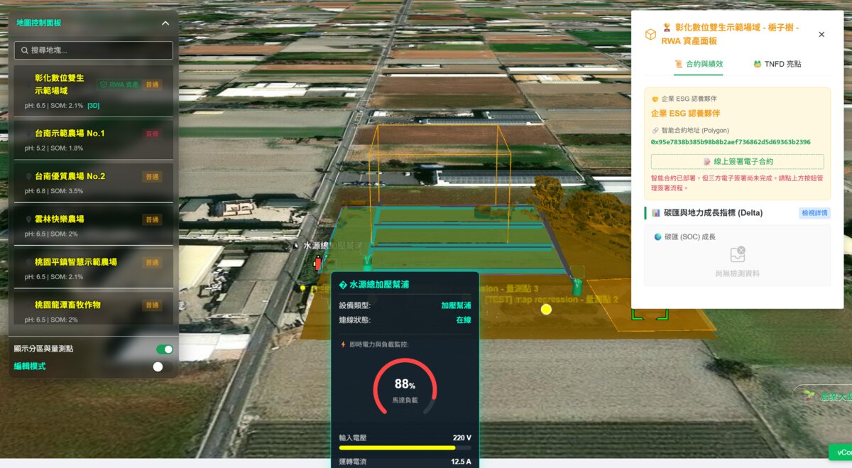 數位孿生戰情室 — 場域 3D 地圖與 RWA 資產面板