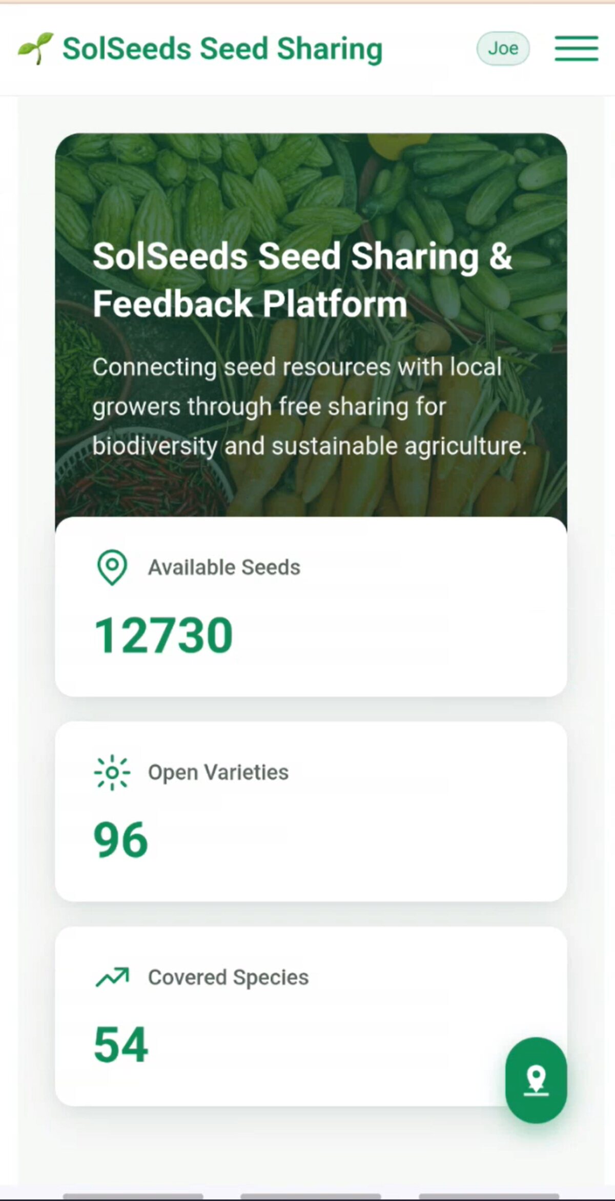 SolSeeds Seed Sharing 行動版 — 可用種子、開放品種與涵蓋物種總覽